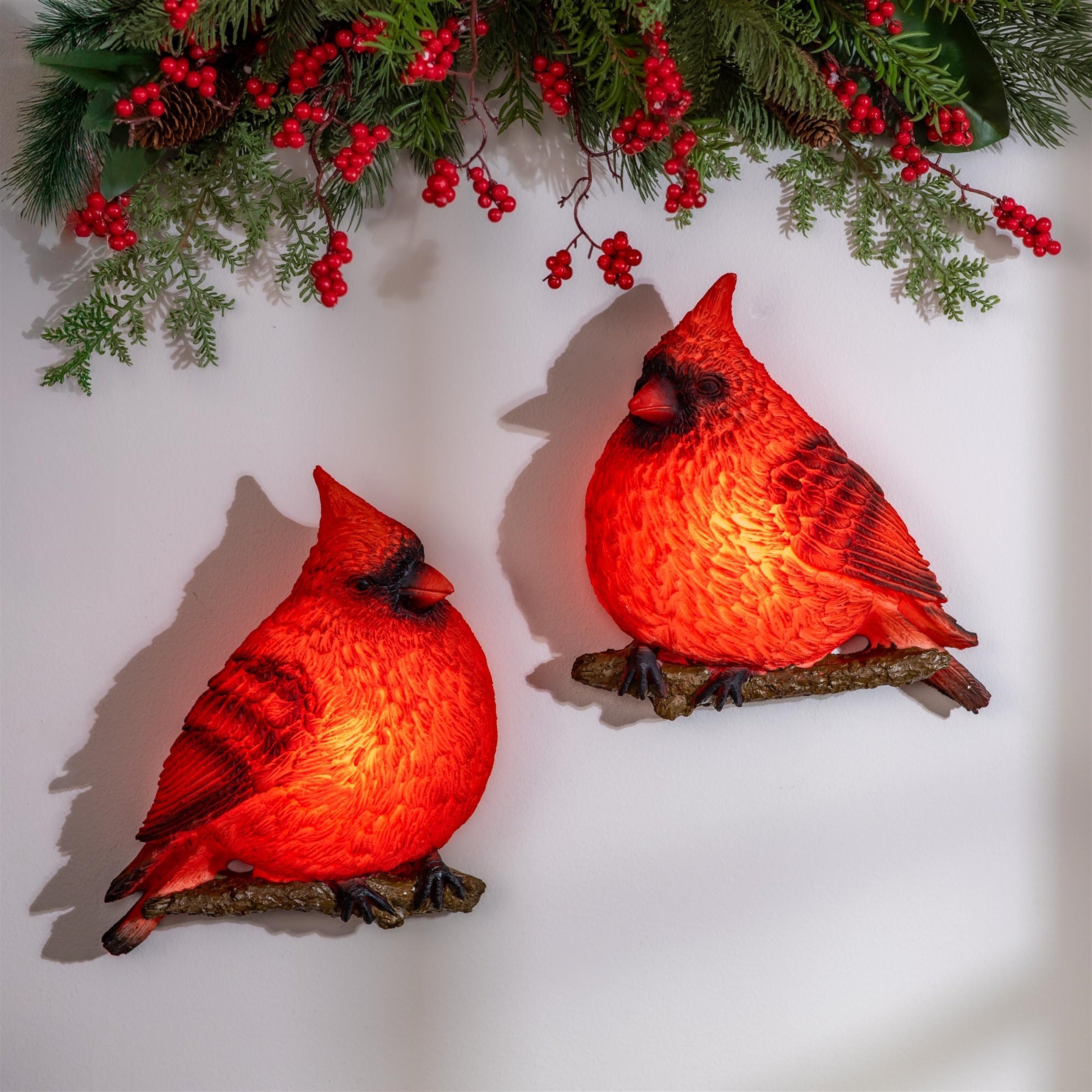LED Cardinal Bird Wall Hanging (Set of 2)