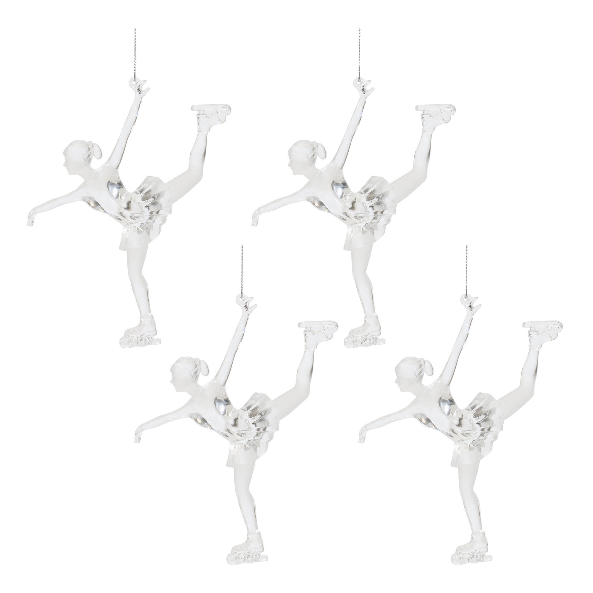 Clear Acrylic Ice Skater Ornament (Set of 4)