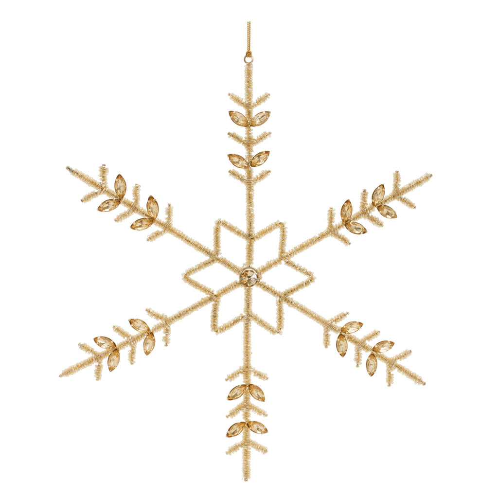 Gold Beaded Metal Snowflake Ornament (Set of 6)