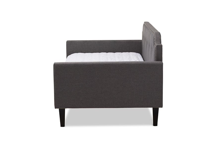 Baxton Studio Packer Modern and Contemporary Grey Fabric Upholstered Twin Size Sofa Daybed