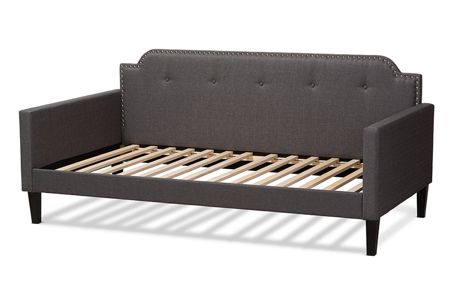 Baxton Studio Packer Modern and Contemporary Grey Fabric Upholstered Twin Size Sofa Daybed