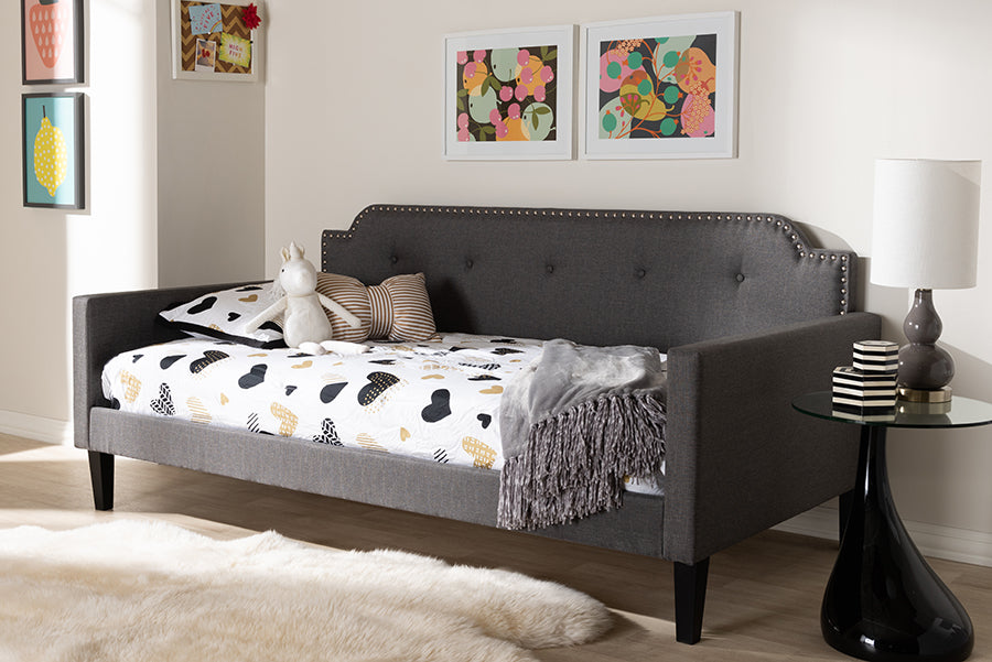 Baxton Studio Packer Modern and Contemporary Grey Fabric Upholstered Twin Size Sofa Daybed