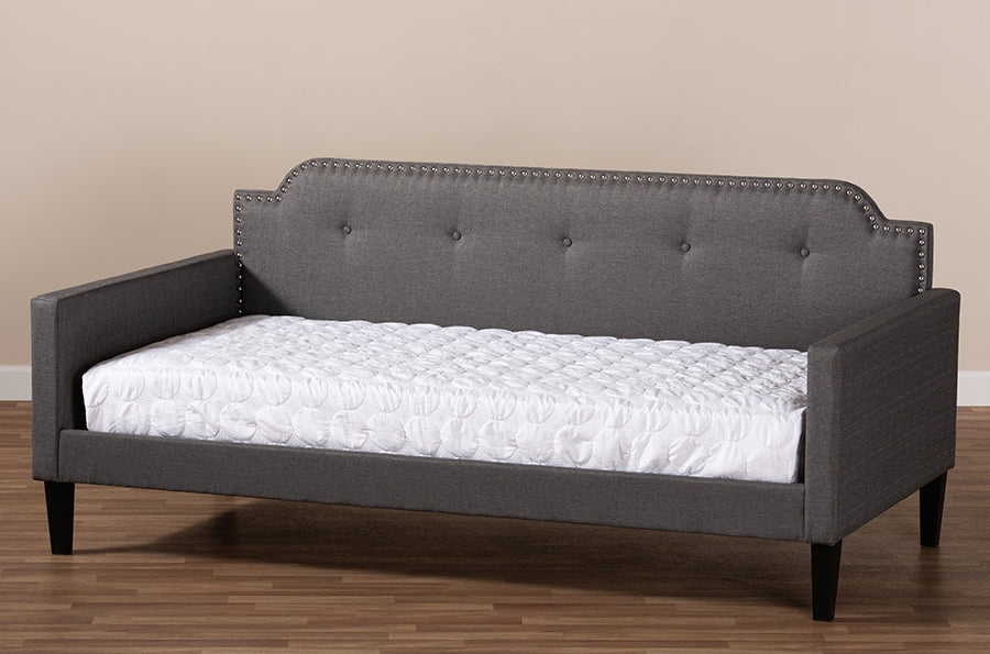 Baxton Studio Packer Modern and Contemporary Grey Fabric Upholstered Twin Size Sofa Daybed