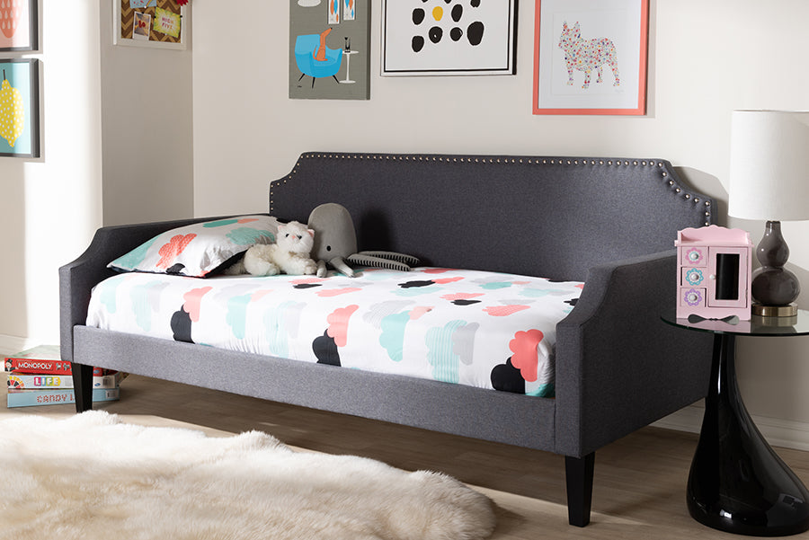Baxton Studio Walden Modern and Contemporary Grey Fabric Upholstered Twin Size Sofa Daybed