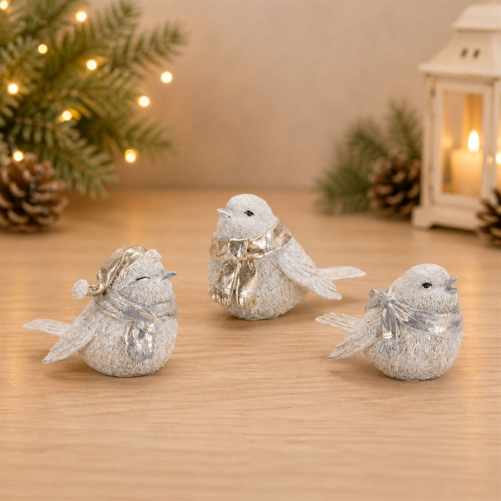 Glittered Winter Bird with Scarf (Set of 6)