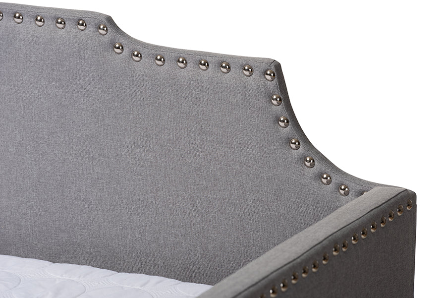 Baxton Studio Ally Modern and Contemporary Grey Fabric Upholstered Twin Size Sofa Daybed with Roll Out Trundle Guest Bed