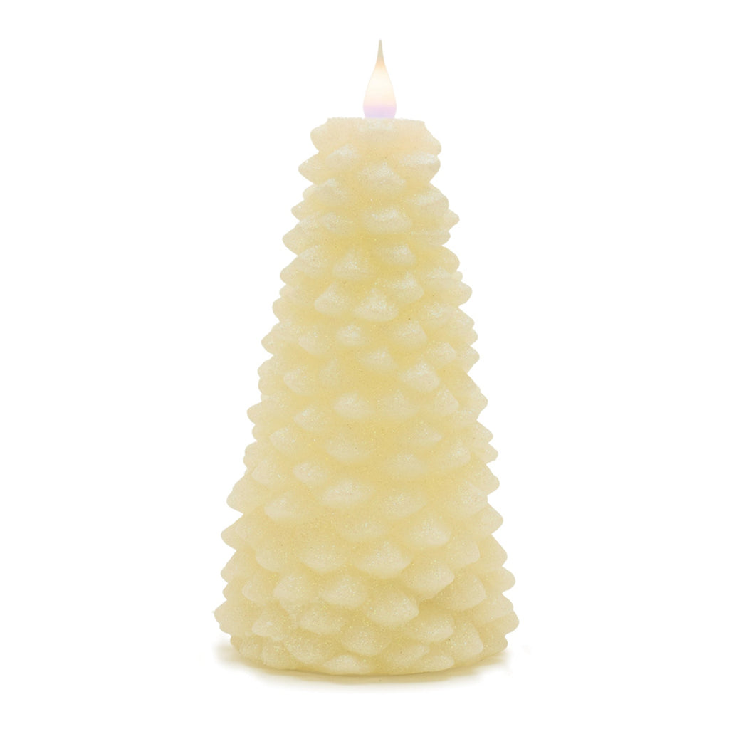 Glittered Pine Tree Candle 8"H