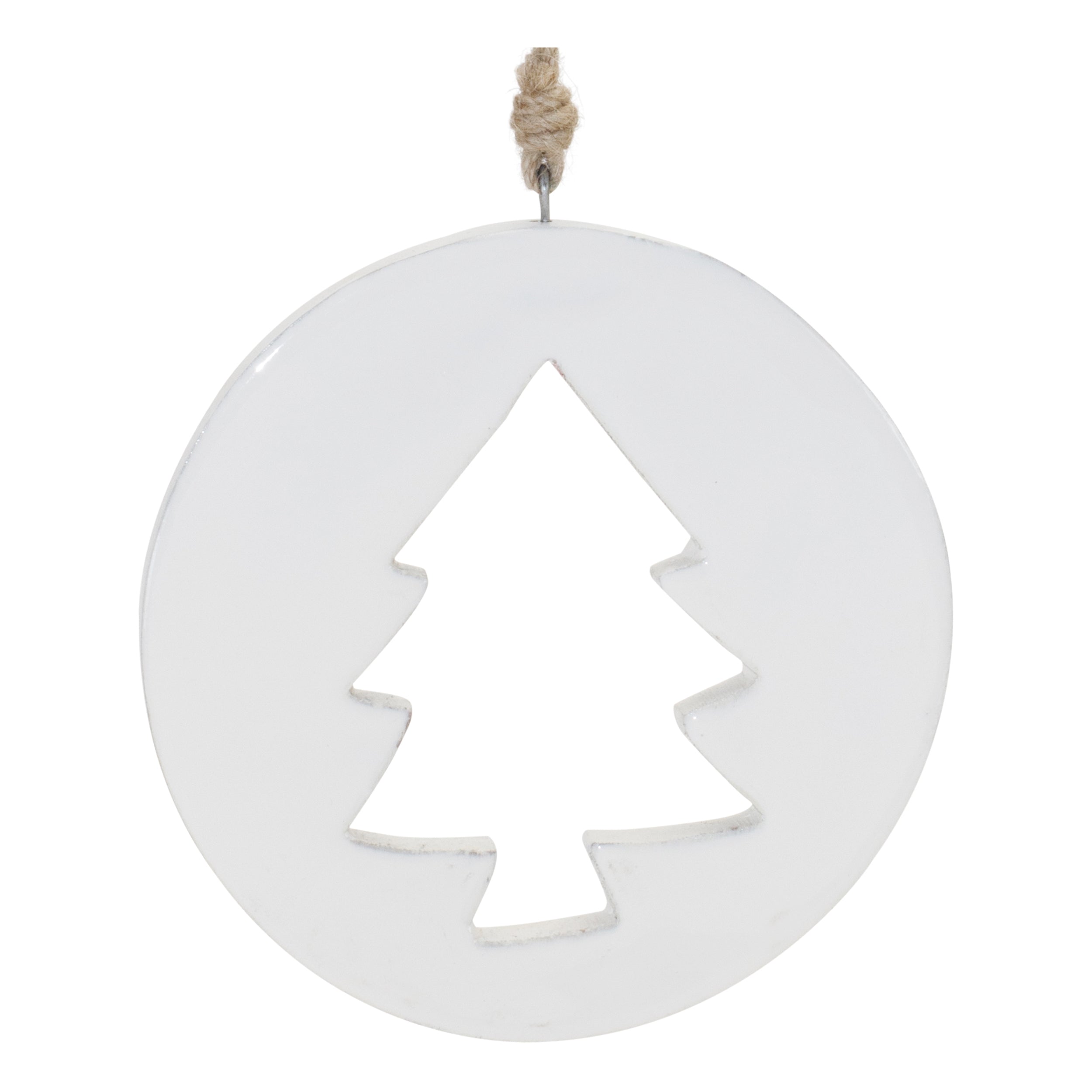 White Wood Pine Tree Cut-Out Ornament (Set of 12)