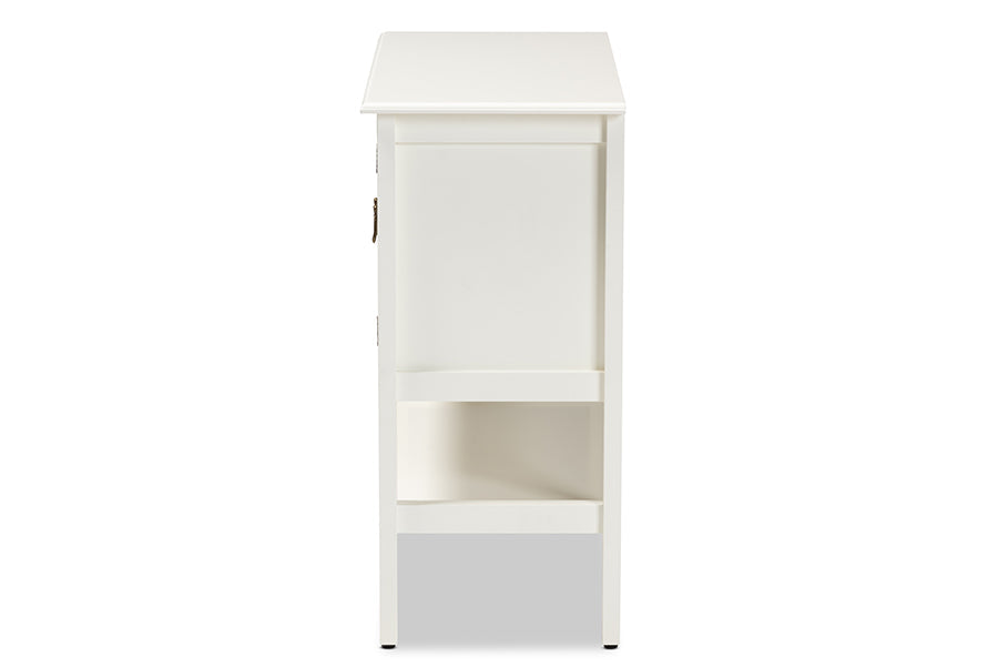 Baxton Studio Chauncey Classic and Traditional White Finished Wood and Glass 2-Door Kitchen Storage Cabinet