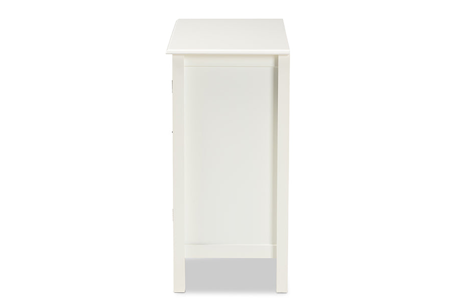 Baxton Studio Kendall Classic and Traditional White Finished Wood and Glass Kitchen Storage Cabinet