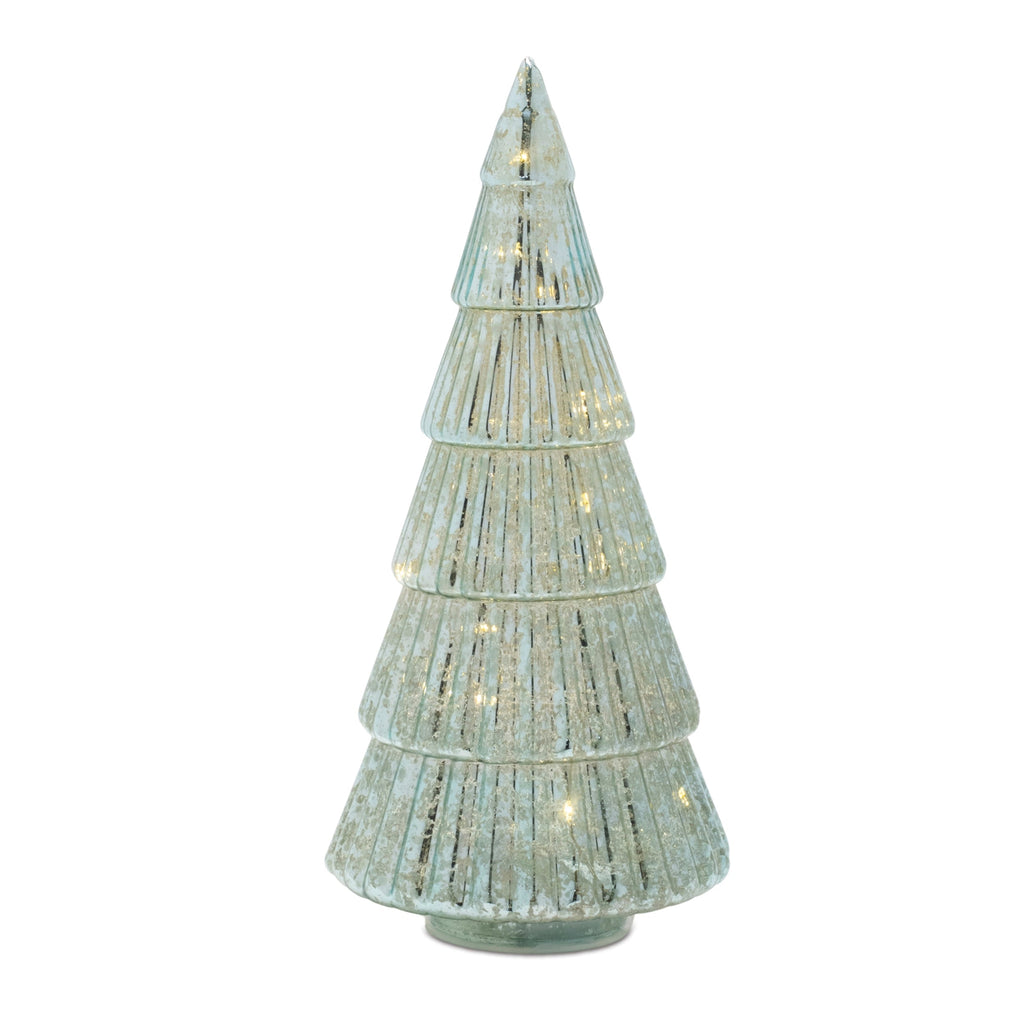 LED Green Mercury Glass Tree (Set of 3)