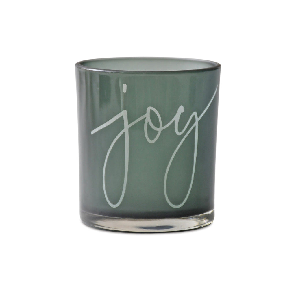 Green Glass Joy Candle Holder (Set of 3)