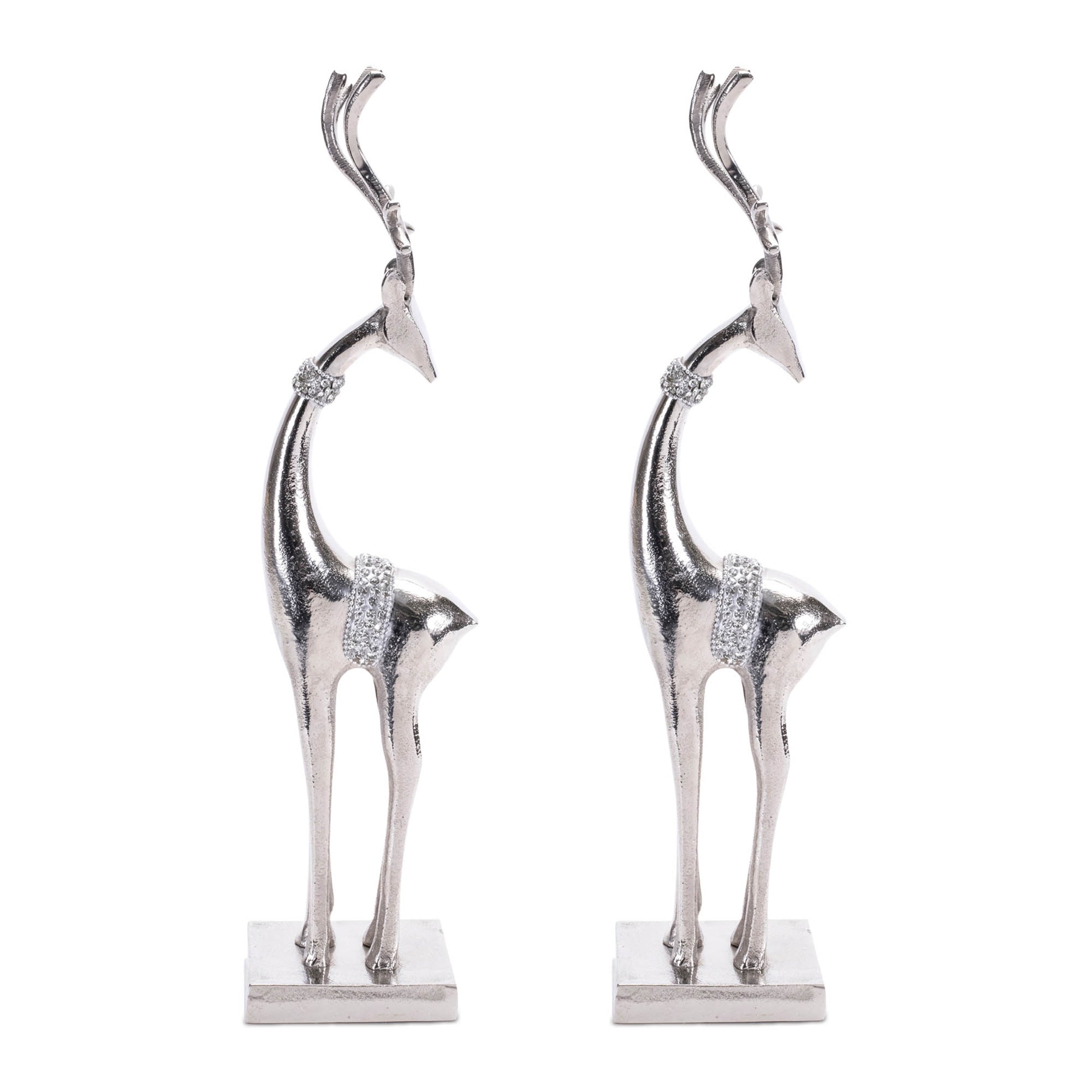 Aluminum Metal Holiday Deer (Set of 2)
