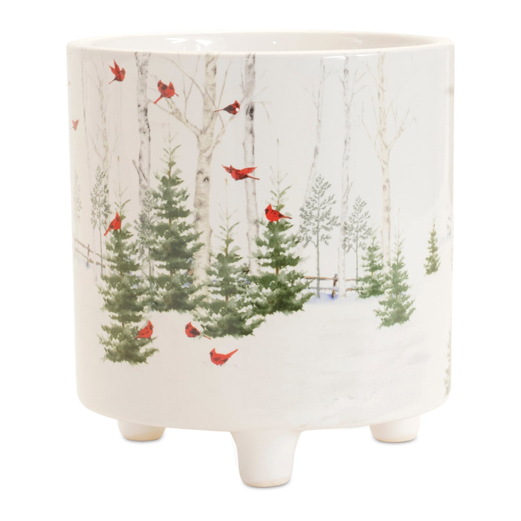 Winter Cardinal Forest Planter (Set of 2)