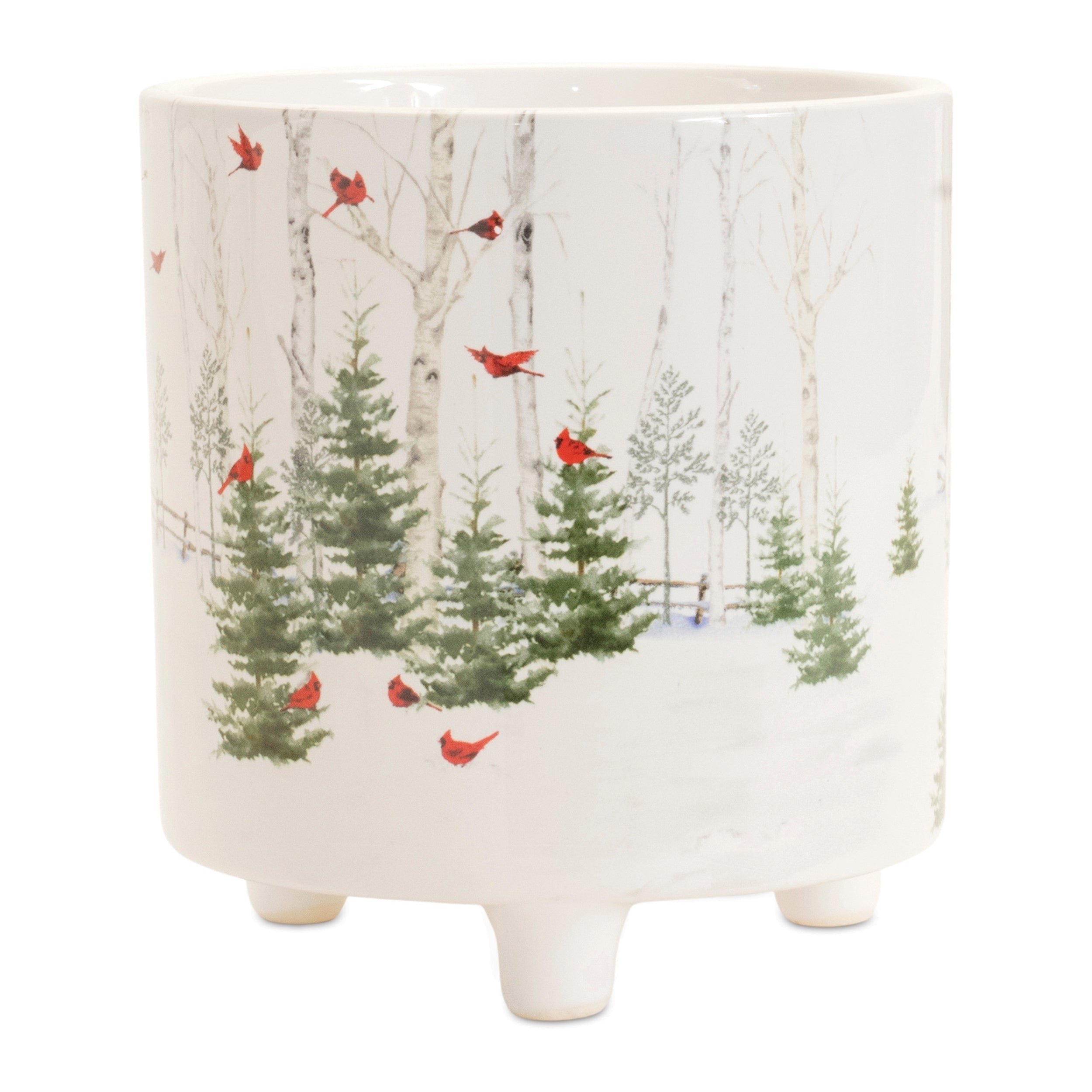 Winter Cardinal Forest Planter (Set of 2)
