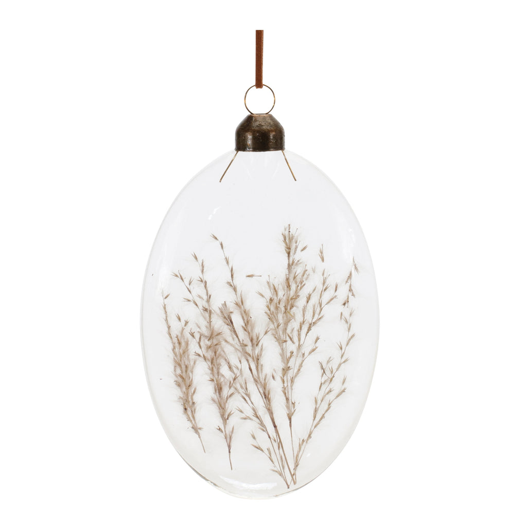 Burgandy Dried Floral Glass Ornament (Set of 12)