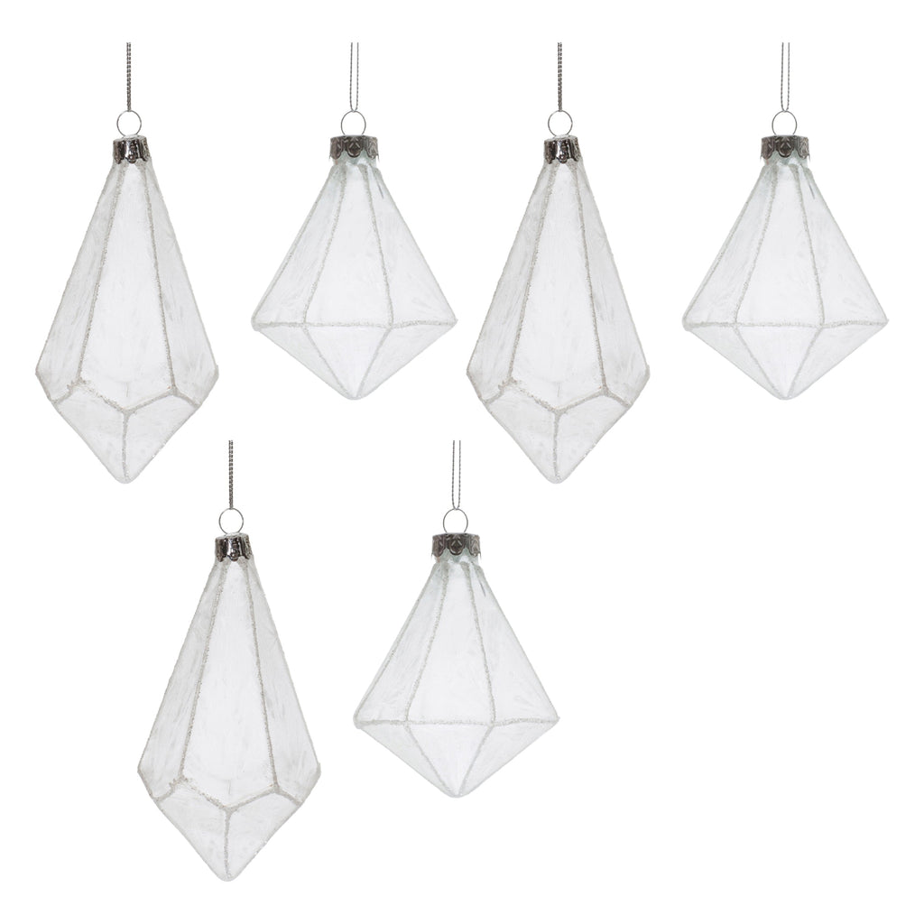 Frosted Glass Drop Ornament (Set of 6)