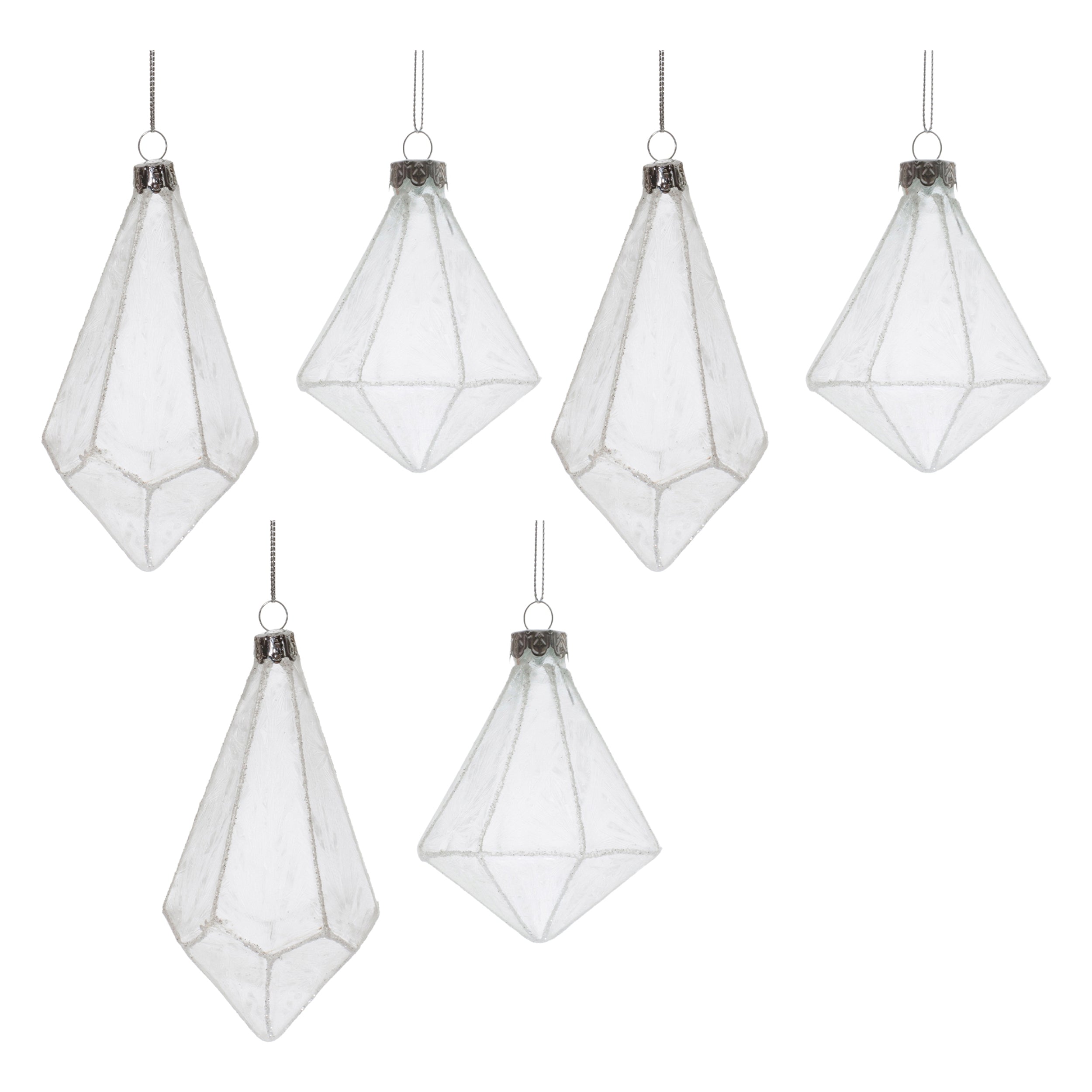 Frosted Glass Drop Ornament (Set of 6)