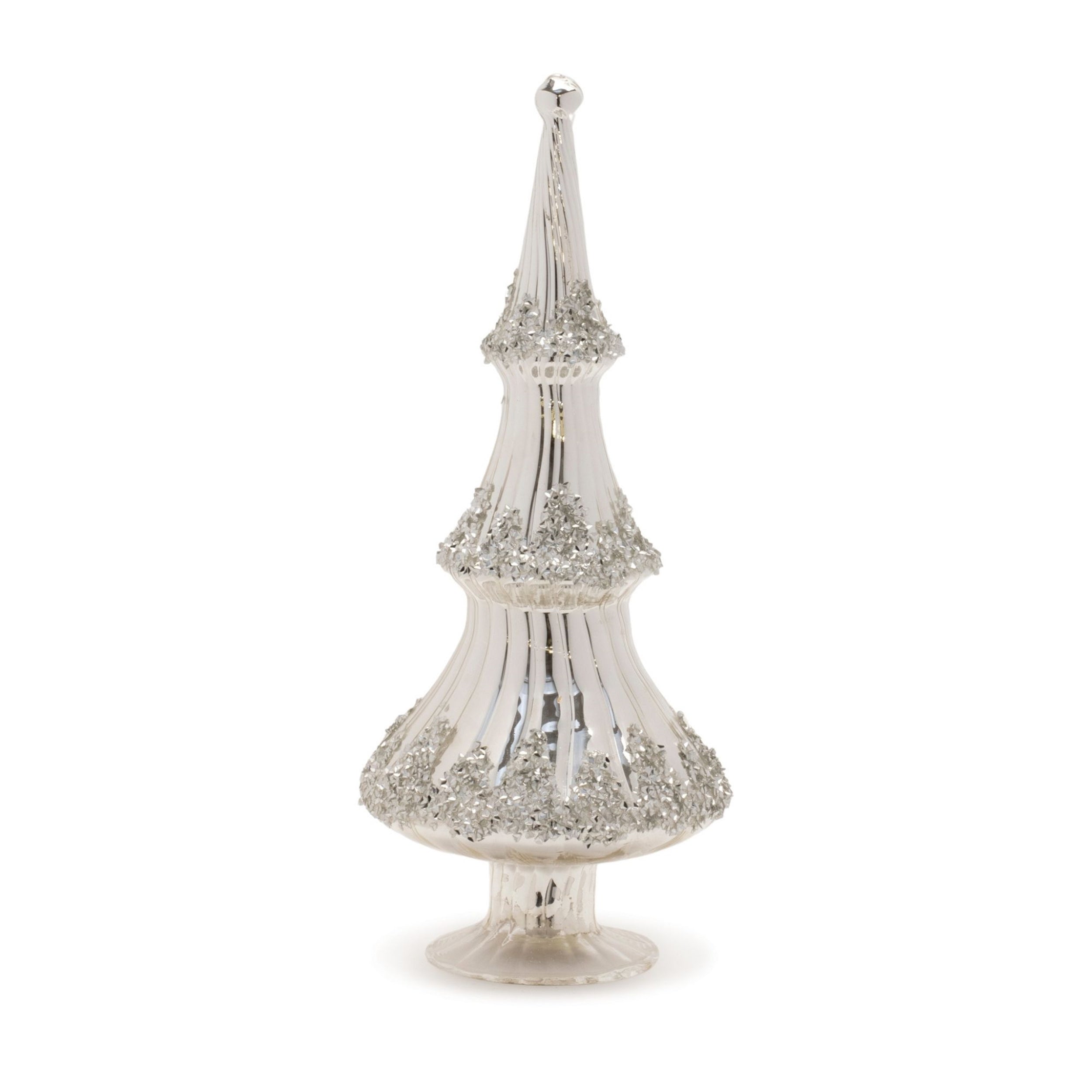 Silver Beaded Glass Holiday Tree (Set of 2)