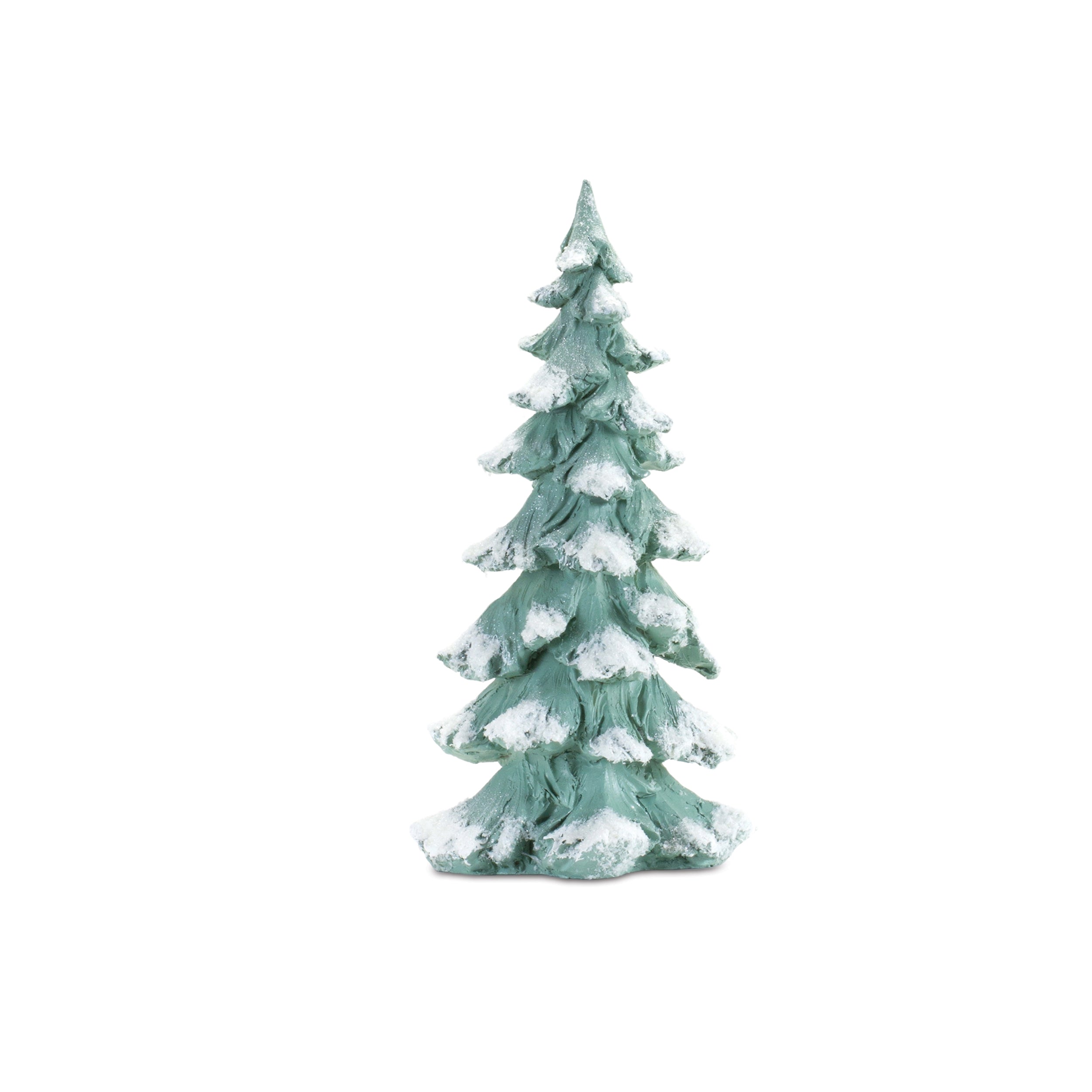 Flocked Seafoam Pine Tree with Carved Design (Set of 4)
