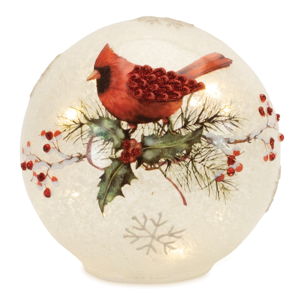 LED Frosted Cardinal Berry Globe (Set of 2)