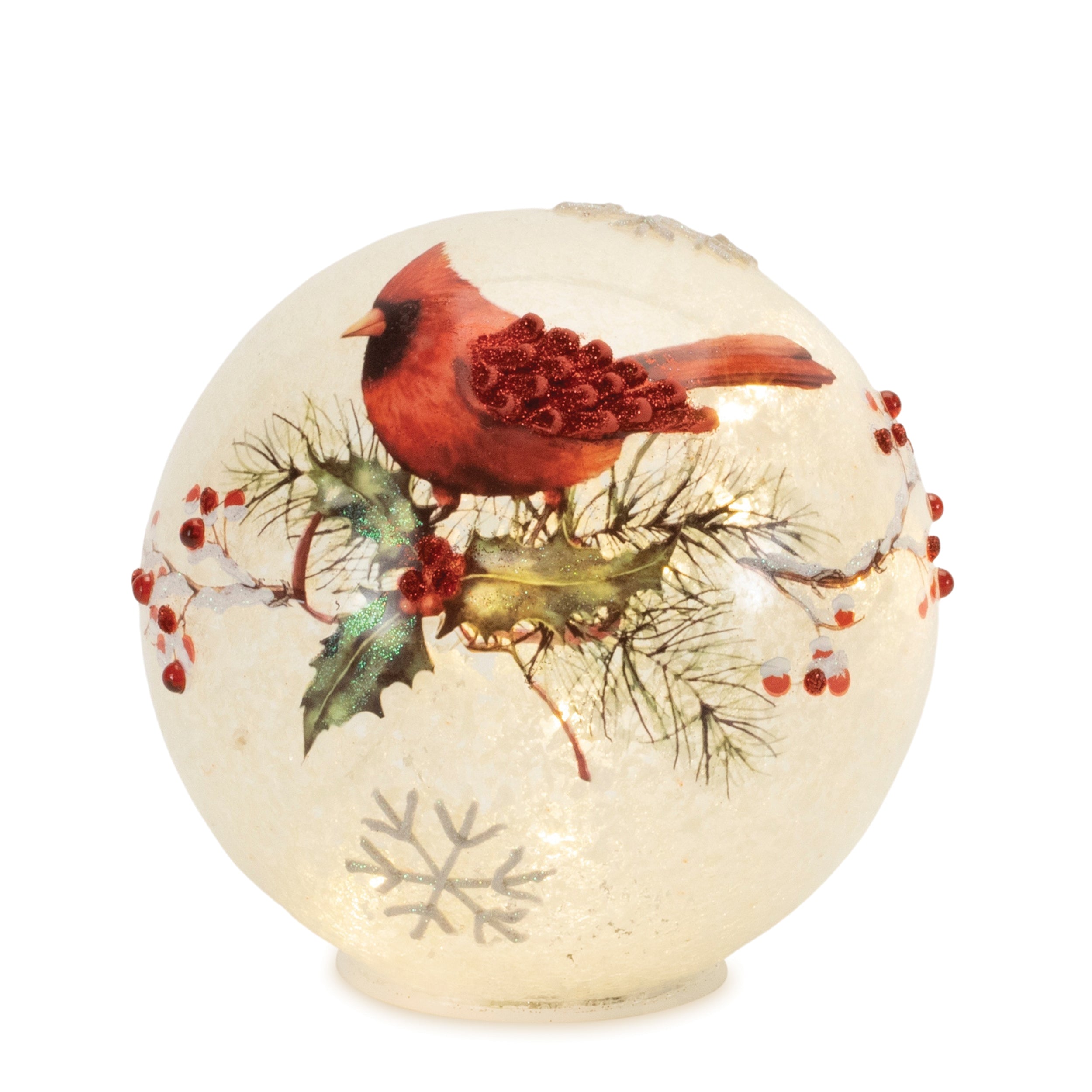 LED Frosted Cardinal Berry Globe (Set of 2)