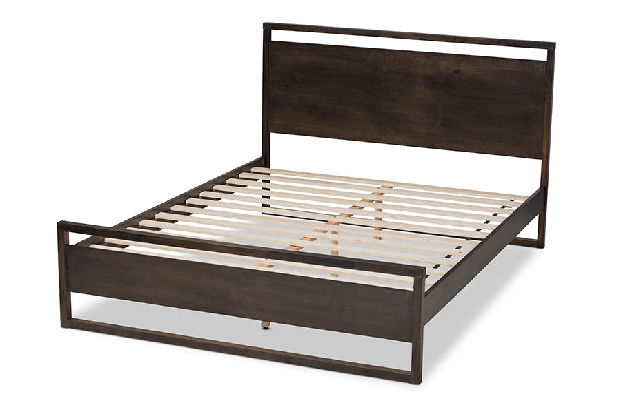 Baxton Studio Inicio Modern and Contemporary Charcoal Brown Finished Wood Queen Size Platform Bed