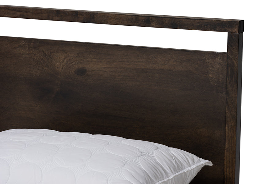 Baxton Studio Inicio Modern and Contemporary Charcoal Brown Finished Wood Queen Size Platform Bed