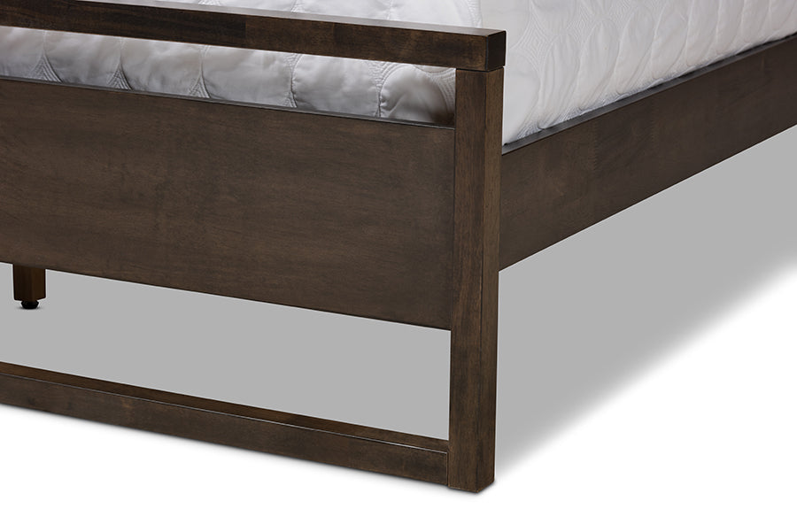 Baxton Studio Inicio Modern and Contemporary Charcoal Brown Finished Wood Queen Size Platform Bed