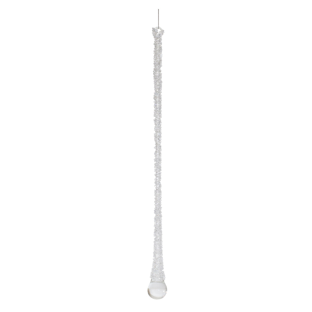 Clear Beaded Glass Icicle Drop Ornament (Set of 6)