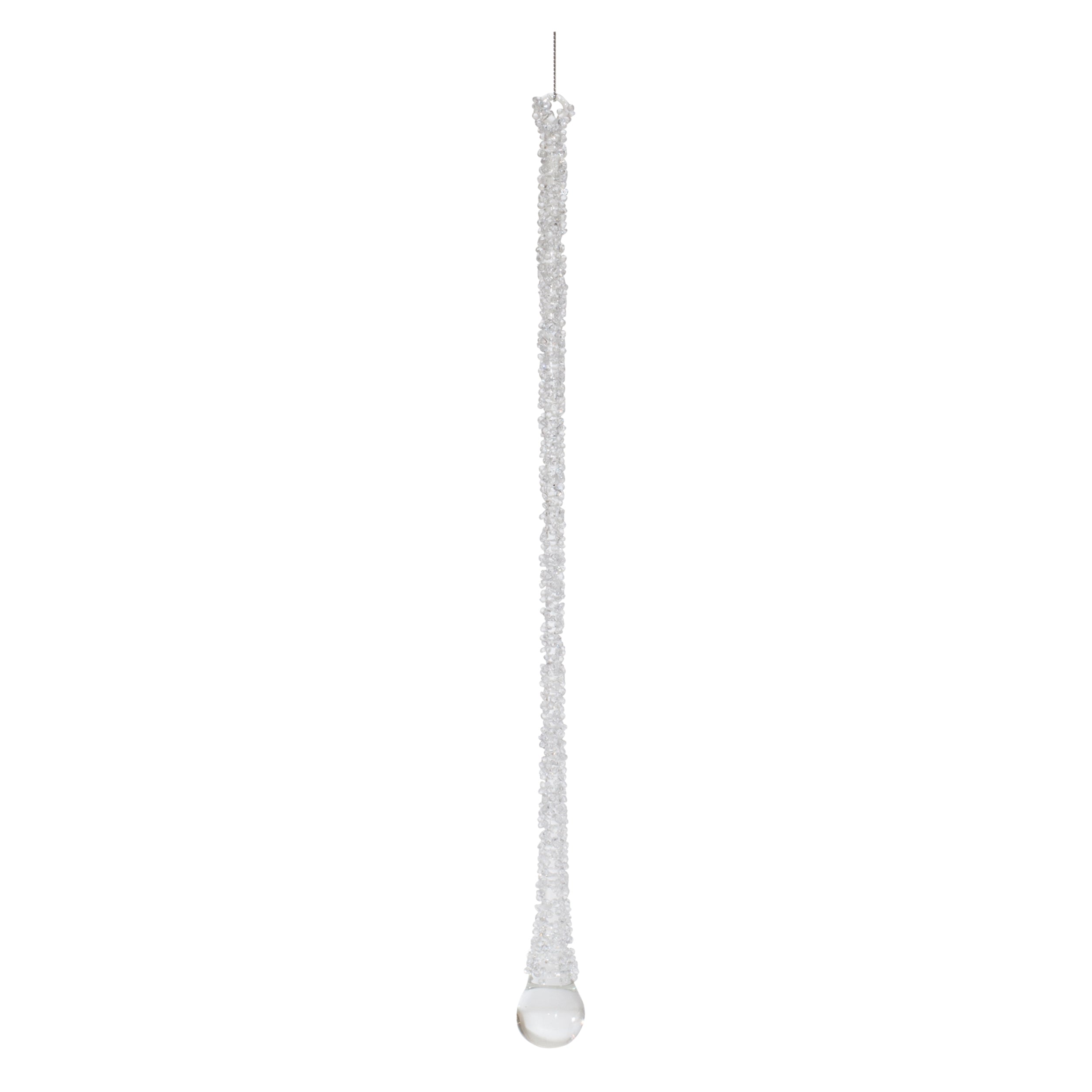 Clear Beaded Glass Icicle Drop Ornament (Set of 6)