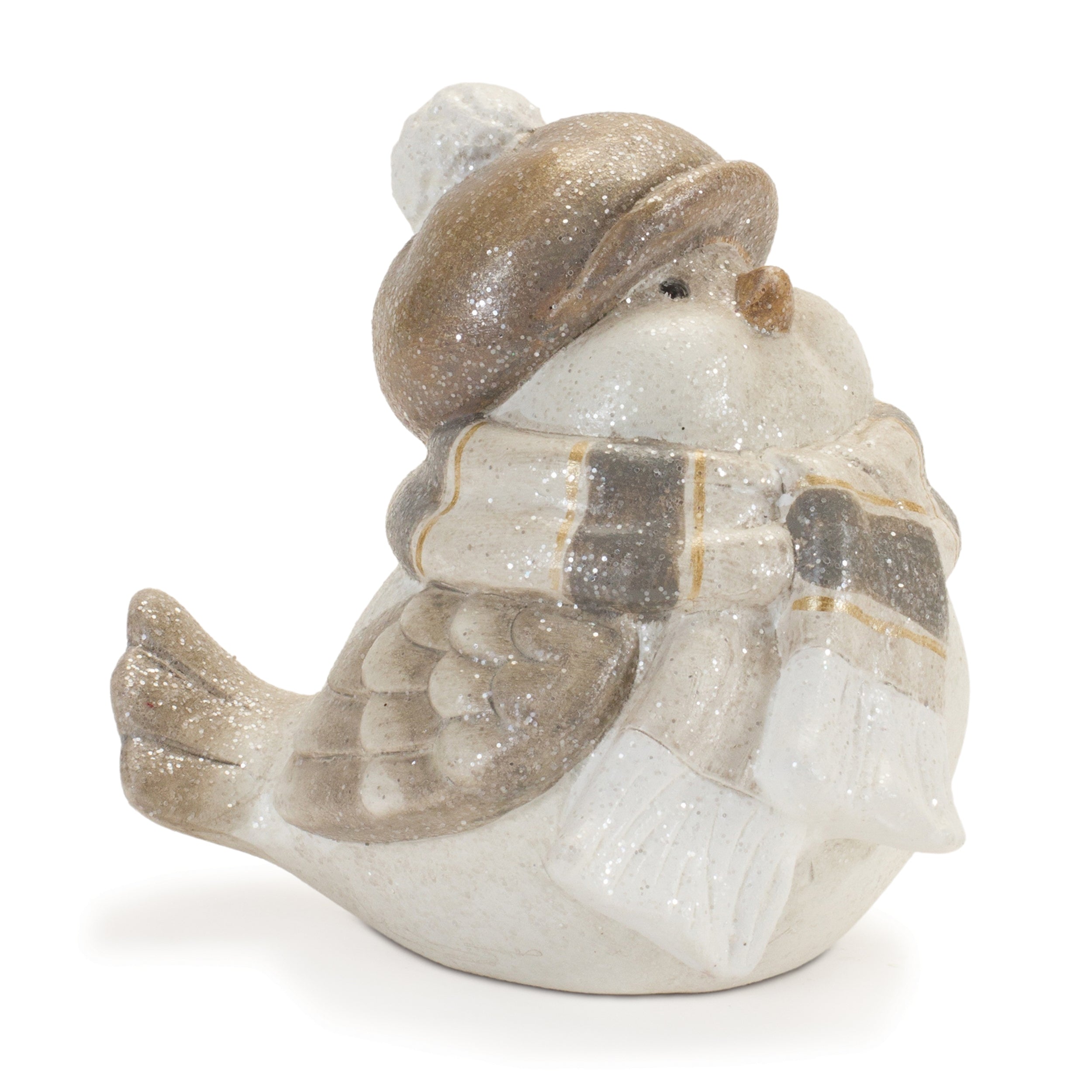 Glittered Winter Bird with Hat (Set of 4)