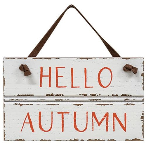 Hello Autumn Sign w/ Suede Hanger (Pack of 4)