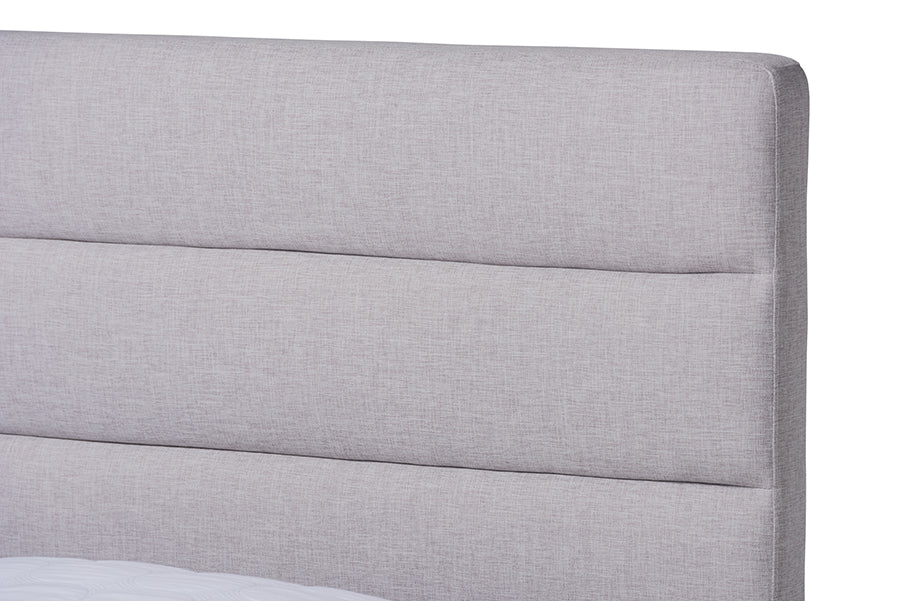 Baxton Studio Erlend Mid-Century Modern Greyish Beige Fabric Upholstered King Size Platform Bed