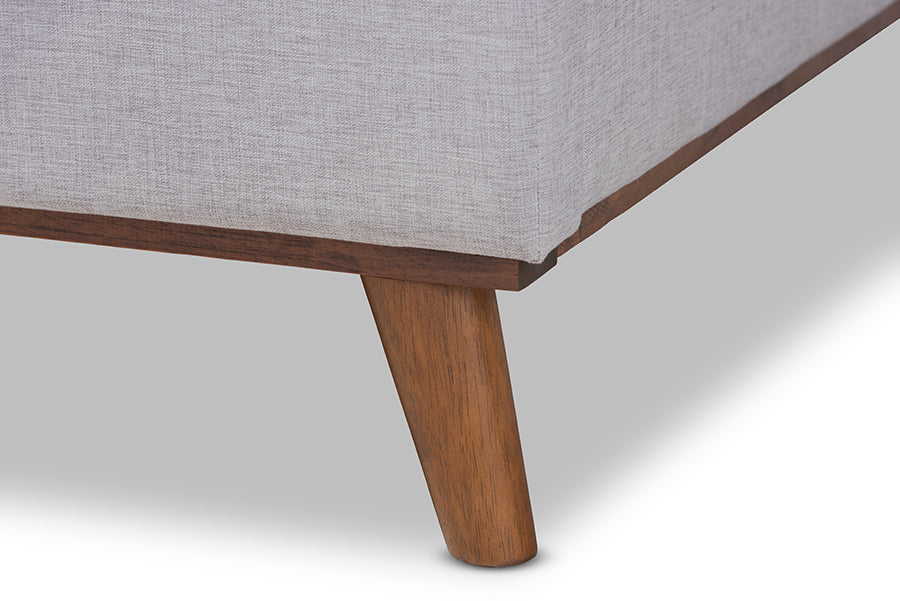 Baxton Studio Erlend Mid-Century Modern Greyish Beige Fabric Upholstered Queen Size Platform Bed