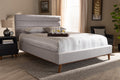 Baxton Studio Erlend Mid-Century Modern Greyish Beige Fabric Upholstered Queen Size Platform Bed