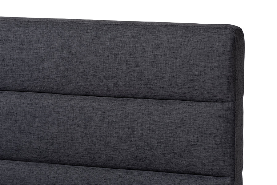 Baxton Studio Erlend Mid-Century Modern Dark Grey Fabric Upholstered Queen Size Platform Bed