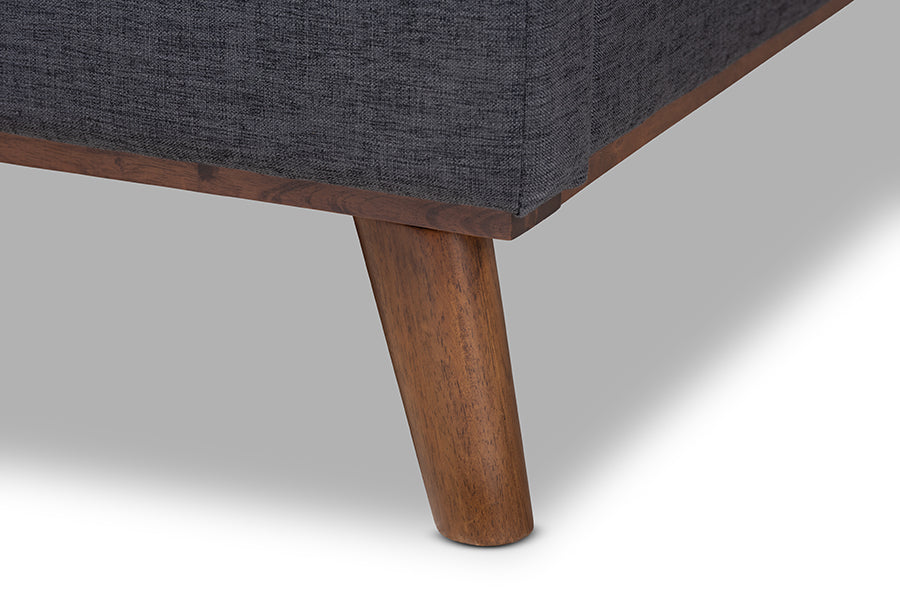 Baxton Studio Erlend Mid-Century Modern Dark Grey Fabric Upholstered Queen Size Platform Bed