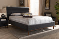 Baxton Studio Erlend Mid-Century Modern Dark Grey Fabric Upholstered King Size Platform Bed