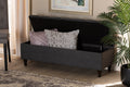 Baxton Studio Brette Mid-Century Modern Charcoal Fabric Upholstered Dark Brown Finished Wood Storage Bench Ottoman