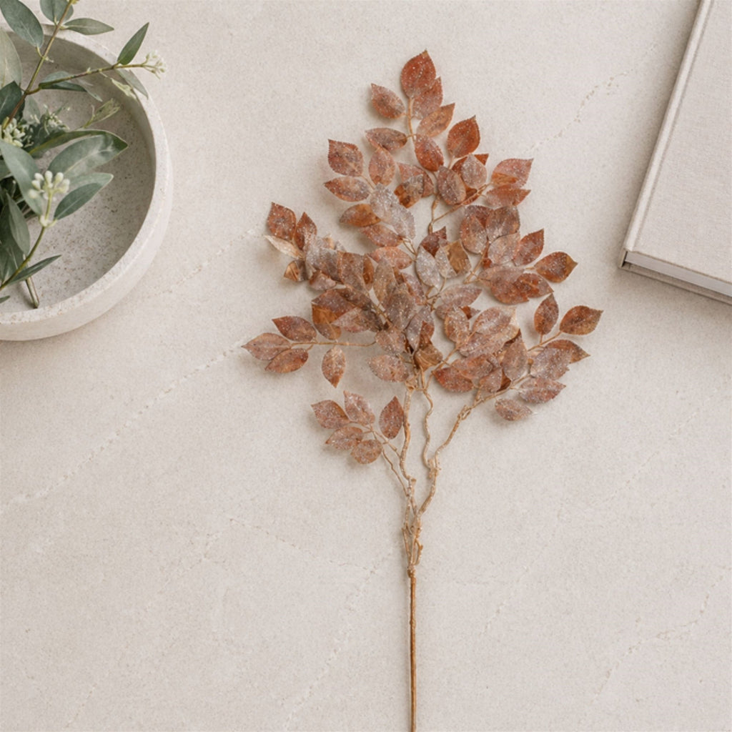 Glittered Velvet Leaf Spray (Set of 2)