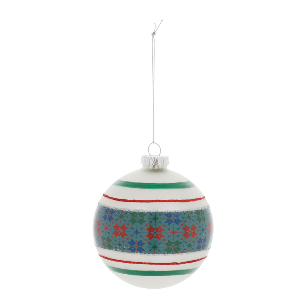 Stripe Patterened Glass Ball Ornament (Set of 6)