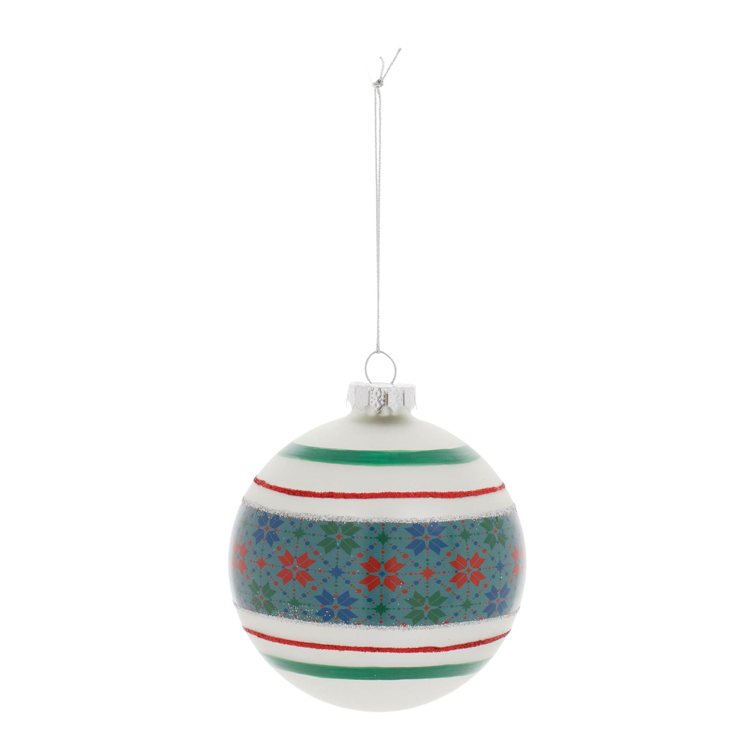 Stripe Patterened Glass Ball Ornament (Set of 6)