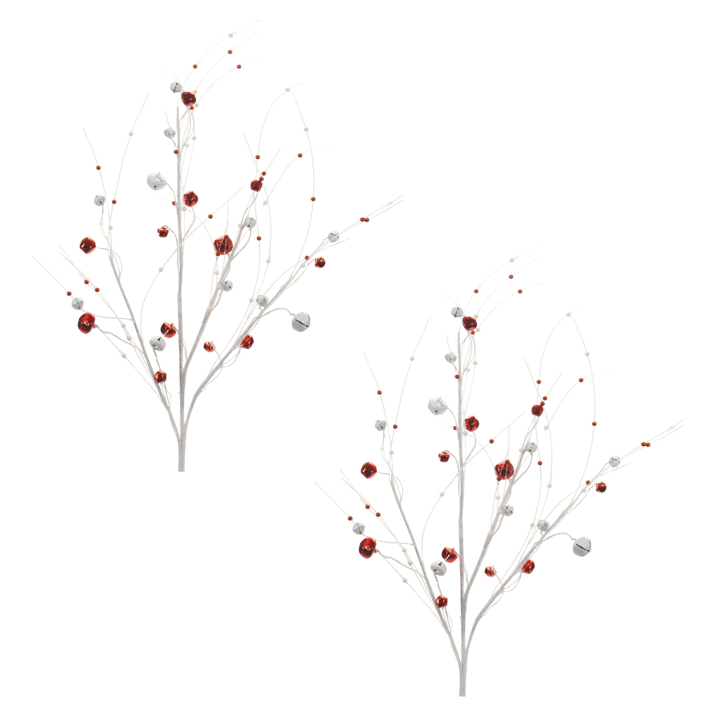 Glittered Sleigh Bell Berry Twig Spray (Set of 2)