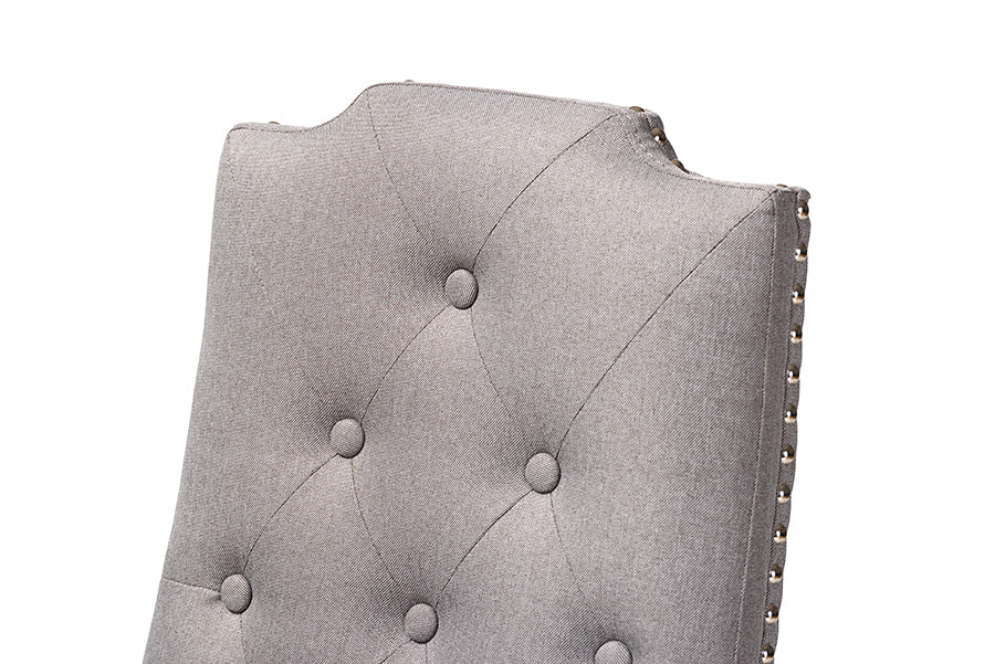 Baxton Studio Dylin Modern and ContemporaryGray Fabric Upholstered Button Tufted Wood Dining Chair Set of 2