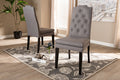 Baxton Studio Dylin Modern and ContemporaryGray Fabric Upholstered Button Tufted Wood Dining Chair Set of 2