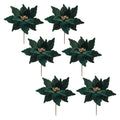 Forest Green Poinsettia Stem (Set of 6)