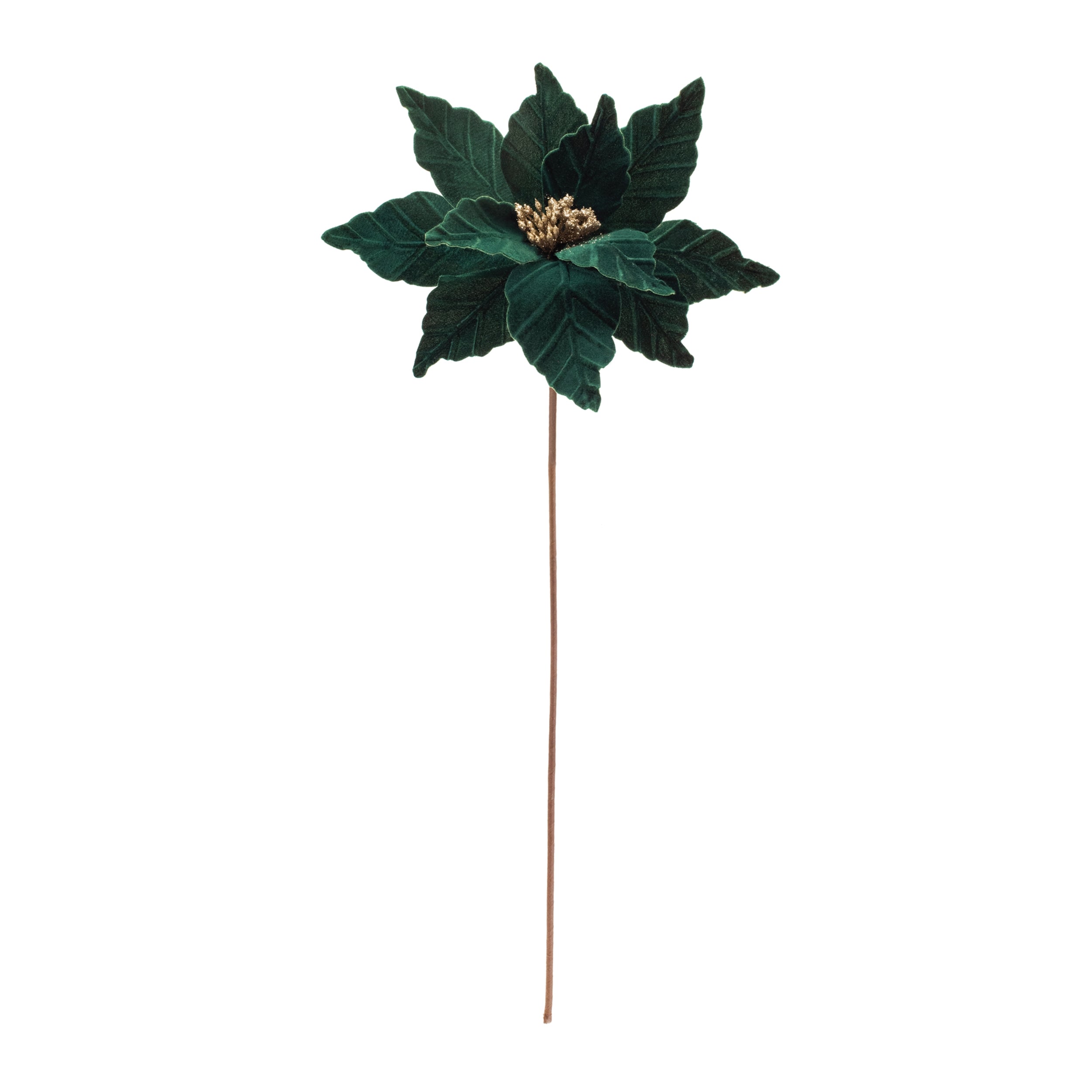 Forest Green Poinsettia Stem (Set of 6)