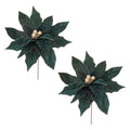Forest Green Poinsettia Stem (Set of 2)