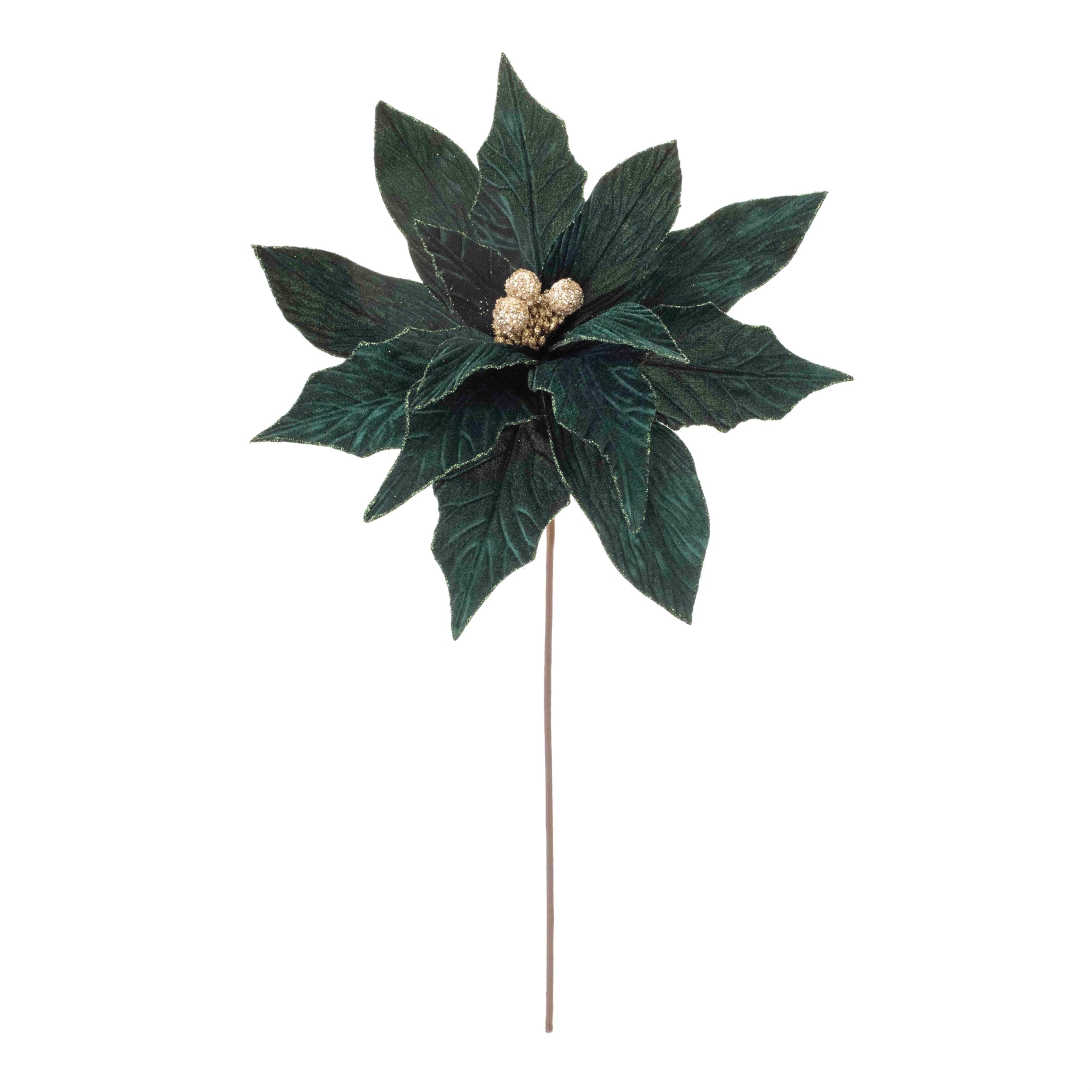 Forest Green Poinsettia Stem (Set of 2)